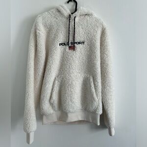 NWOT POLO SPORT XS men’s fleecy hoodie off white/cream